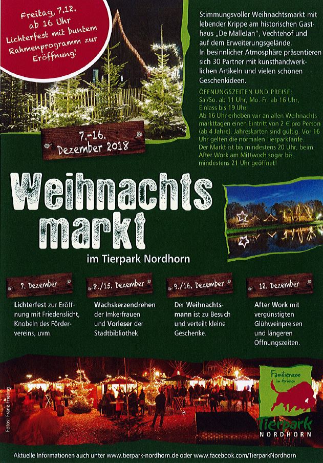 07 16 12 18 Weihnachtsmarkt Im Tierpark Tierpark Nordhorn